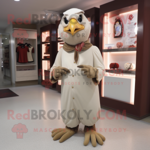 Beige Pheasant mascot costume character dressed with a Turtleneck and Coin purses