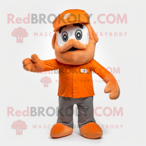 Orange Momentum maskot drakt figur kledd med bluse og caps