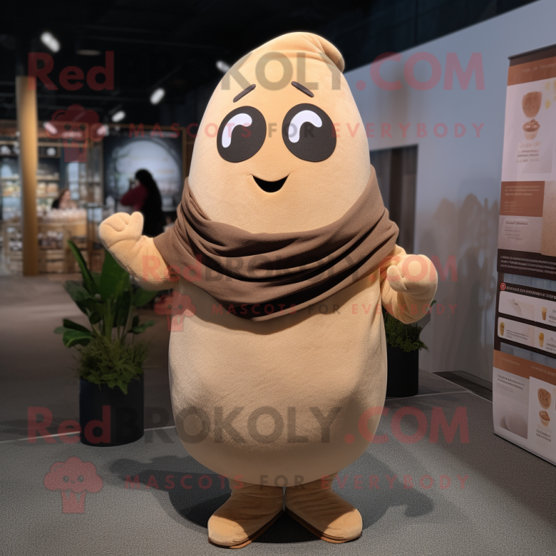 Tan Potato mascot costume character dressed with a Leggings and Scarves