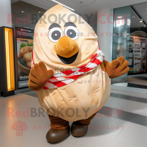 Tan Potato mascot costume character dressed with a Leggings and Scarves