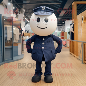 Navy Human Cannon Ball mascot costume character dressed with a Trousers and Bracelets