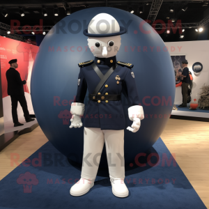 Navy Human Cannon Ball mascot costume character dressed with a Trousers and Bracelets