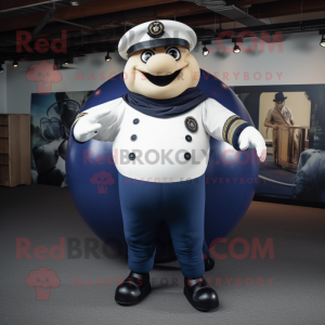 Navy Human Cannon Ball maskot drakt figur kledd med bukser og armbånd