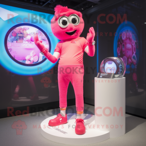 Pink Wrist Watch mascot costume character dressed with a One-Piece Swimsuit and Cummerbunds