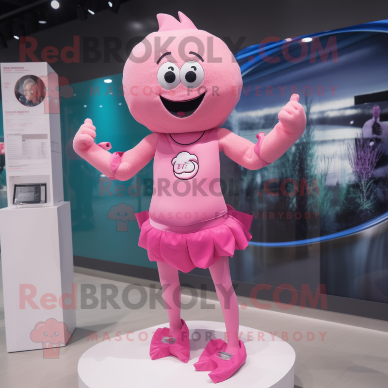 Pink Wrist Watch mascot costume character dressed with a One-Piece Swimsuit and Cummerbunds Pink Wrist Watch mascot costume character dressed with a One-Piece Swimsuit and Cummerbunds