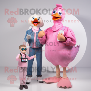 Pink Gosling maskot kostume...