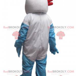 Mascotte de bonhomme blanc et bleu loufoque - Redbrokoly.com