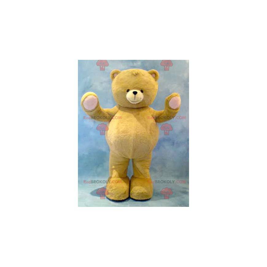 Big yellow and pink teddy bear mascot - Redbrokoly.com