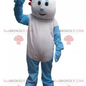 Mascotte de bonhomme blanc et bleu loufoque - Redbrokoly.com