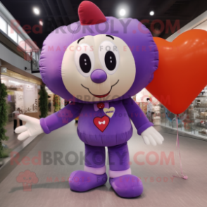 Lavender Heart Shaped Balloons mascot costume character dressed with a Corduroy Pants and Keychains