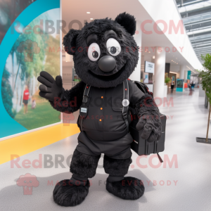 Black But mascot costume character dressed with a Playsuit and Backpacks