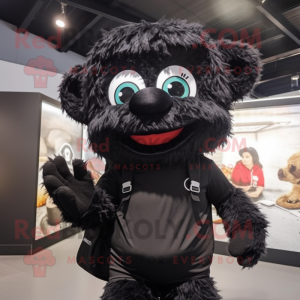 Black But mascot costume character dressed with a Playsuit and Backpacks