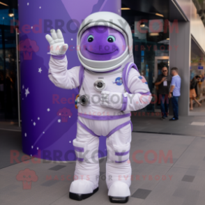 Lavender Astronaut mascot costume character dressed with a Waistcoat and Cummerbunds