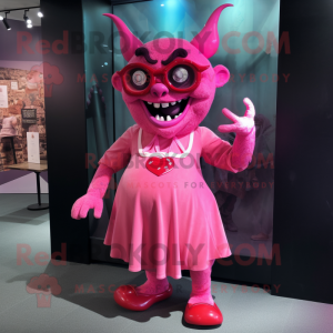 Pink Devil mascotte kostuum...