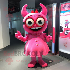 Pink Devil maskot kostym...