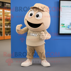 Tan Aglet mascot costume character dressed with a Chinos and Smartwatches