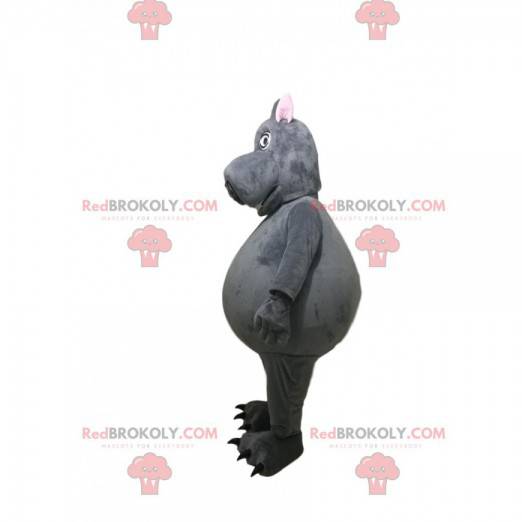 Mascotte ippopotamo grigio con una faccia buffa - Redbrokoly.com