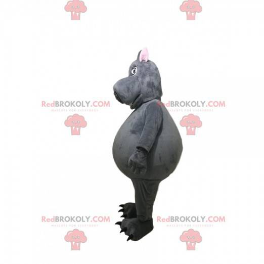 Šedý hroch maskot s legrační obličej - Redbrokoly.com