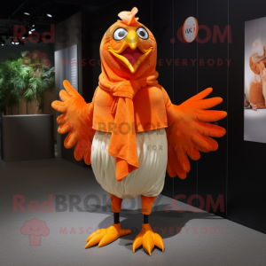 Orange Roosters mascot costume character dressed with a Shorts and Shawls