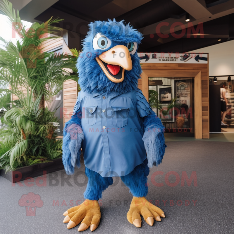Blue Haast'S Eagle mascot costume character dressed with a Overalls and Ties Blue Haast'S Eagle mascot costume character dressed with a Overalls and Ties