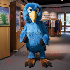 Blue Haast'S Eagle mascot costume character dressed with a Overalls and Ties