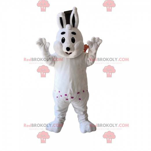 Maskot baculatý bílý králík. Kostým bílého králíka -