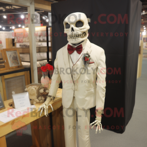 Cream Undead mascot costume character dressed with a Blouse and Tie pins