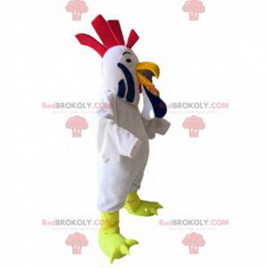 Mascot white rooster with a ruffling red crest - Redbrokoly.com