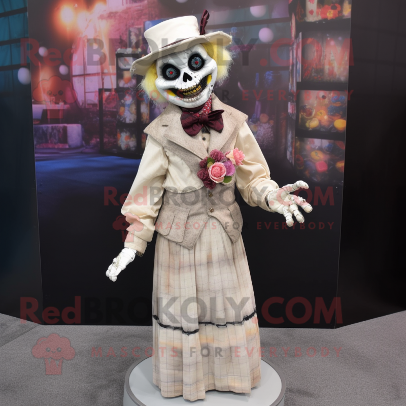 Cream Undead mascot costume character dressed with a Blouse and Tie pins Cream Undead mascot costume character dressed with a Blouse and Tie pins