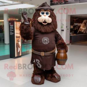 Brown Guinness mascot costume character dressed with a Romper and Handbags