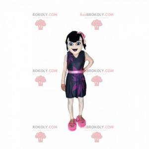 Mascotte ragazza bruna con un vestito viola - Redbrokoly.com