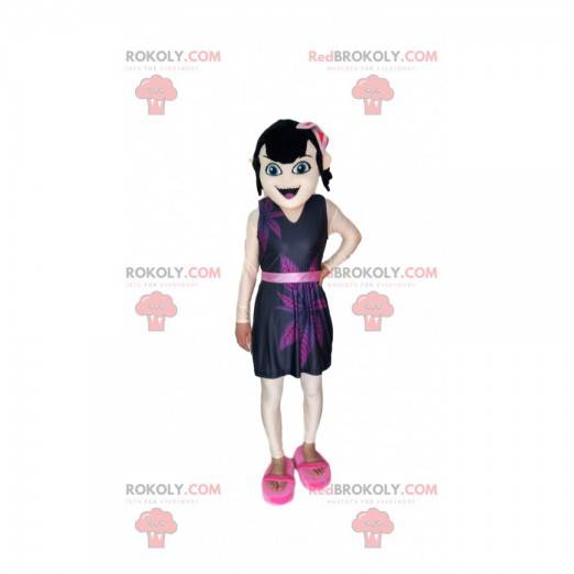 Mascot chica morena con un vestido morado - Redbrokoly.com