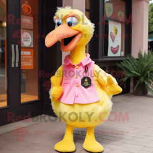 Gul Flamingo maskot kostume...