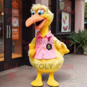 Gul Flamingo maskot kostym...