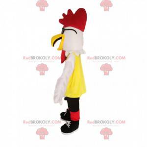 Mascotte di pollo con abbigliamento sportivo giallo e nero -