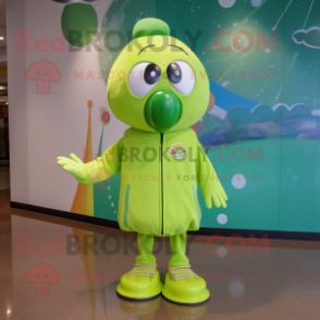 Lime Green Basketball Ball mascot costume character dressed with a Raincoat and Caps