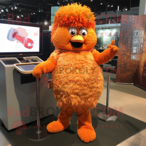 Orange Chicken Parmesan mascot costume character dressed with a Jeggings and Hairpins