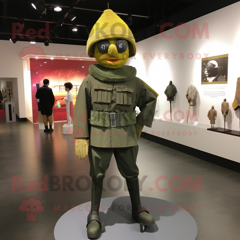nan Soldier mascot costume character dressed with a Long Sleeve Tee and Cummerbunds nan Soldier mascot costume character dressed with a Long Sleeve Tee and Cummerbunds
