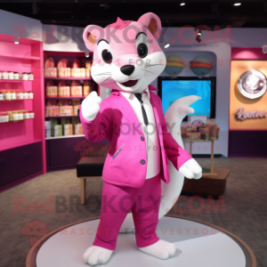 Pink Weasel maskot kostume...