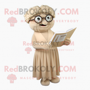 Beige is maskot drakt figur...