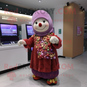 nan Plum mascot costume character dressed with a Cardigan and Caps