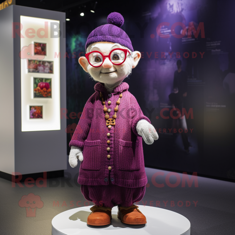 nan Plum mascot costume character dressed with a Cardigan and Caps nan Plum mascot costume character dressed with a Cardigan and Caps