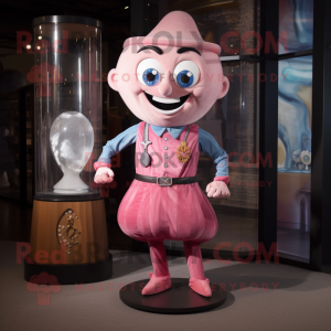 Pink Hourglass mascot costume character dressed with a Chambray Shirt and Anklets