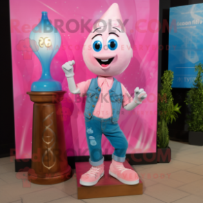 Pink Hourglass mascot costume character dressed with a Chambray Shirt and Anklets