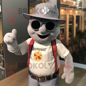 Grå Fire Fighter maskot...