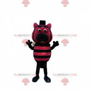 Mascotte de petit zèbre noir et fushia. Costume de petit zèbre