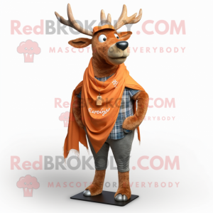 Rust Elk mascot costume character dressed with a Bootcut Jeans and Shawl pins