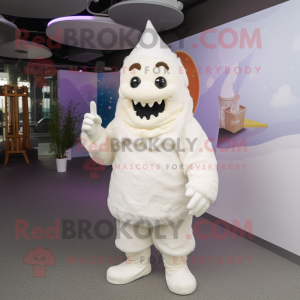 White Ice Cream mascot costume character dressed with a Parka and Anklets