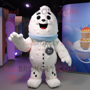 White Ice Cream mascot costume character dressed with a Parka and Anklets