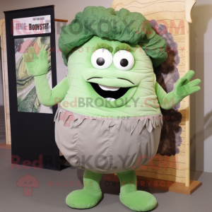 Gray Corned Beef And Cabbage mascot costume character dressed with a Tank Top and Hairpins